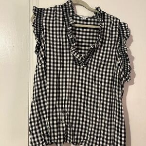 Crown & Ivy Black and White Checkered Blouse